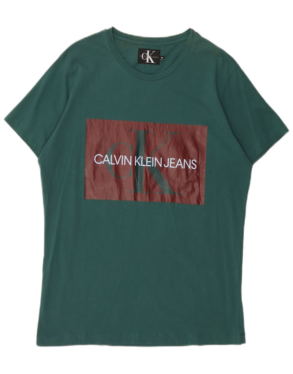 Calvin Klein Jeans Herre Slim Graphic T-Shirt Top XL Grøn