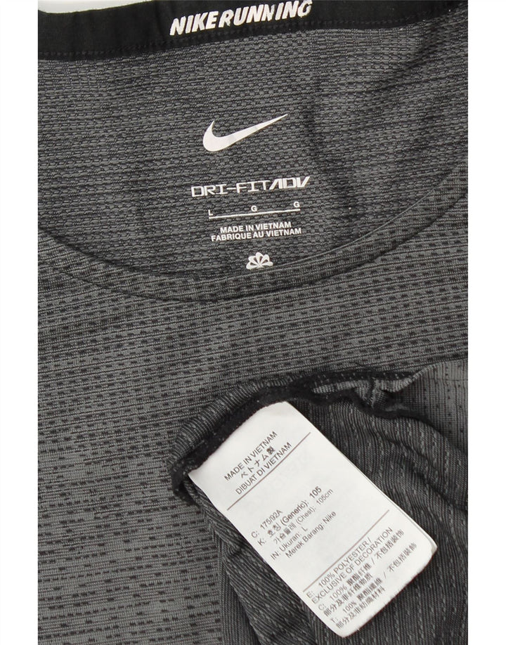 Nike Herre Dri Fit T-Shirt Top Stor Grå Polyester
