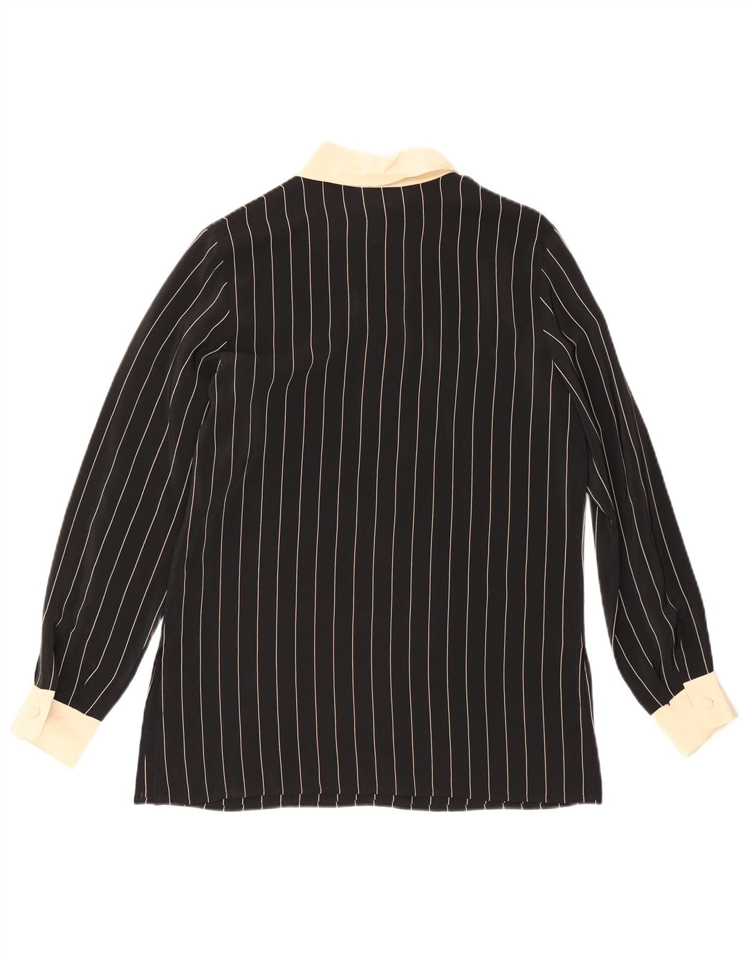 Gianfrediani Dame Pullover Bluse IT 42 Medium Black Nålestribet Silke