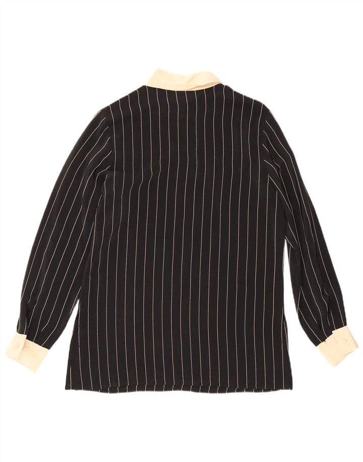 Gianfrediani Dame Pullover Bluse IT 42 Medium Black Nålestribet Silke