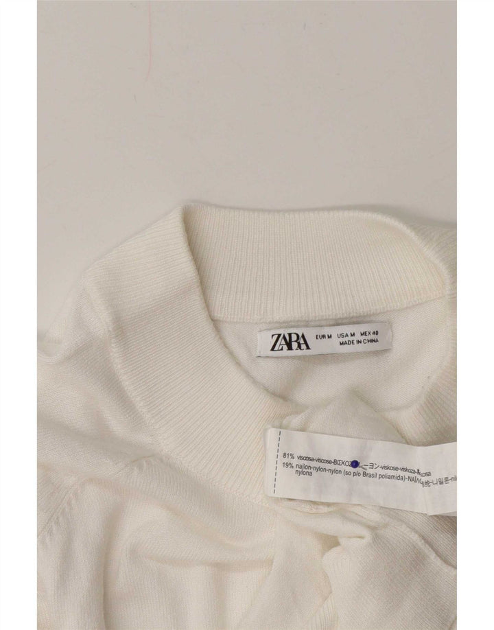 Zara Herre Turtle Neck Jumper Sweater Medium White Viscose