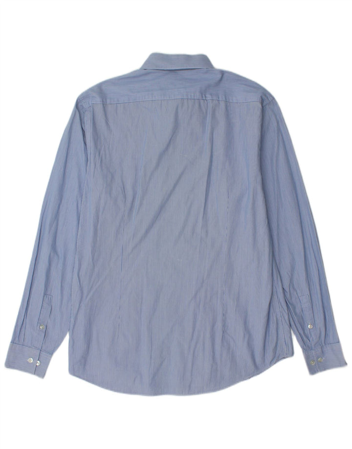 Calvin Klein Herre Fitted Shirt Størrelse 40 15 3/4 Medium Blue Pinstripe
