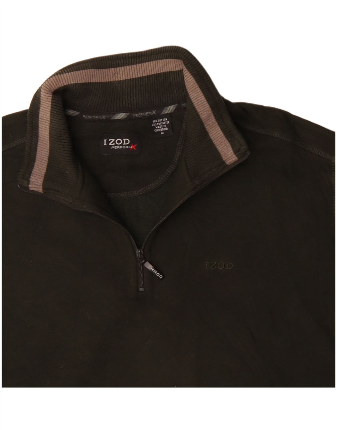 IZOD Sweatshirt med lynlås til mænd Medium Khaki Bomuld