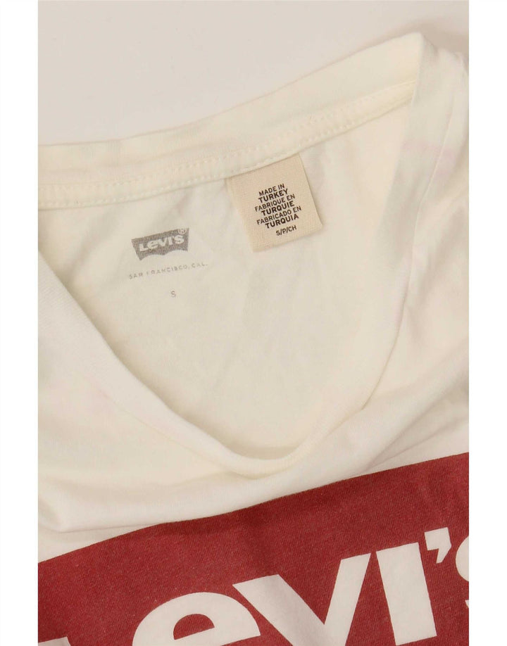 Levi's Dame Grafisk T-Shirt Top UK 10 Small White