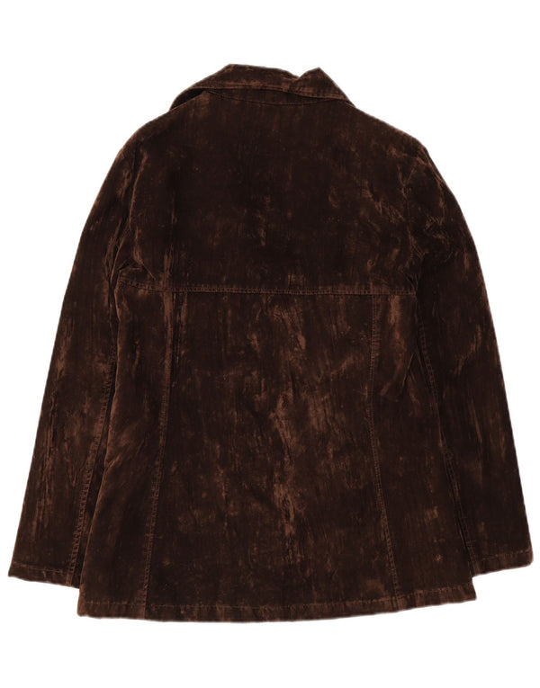 Vintage Dame Velvet Dobbeltradet Blazer Jacket UK 18 XL Brun Rayon