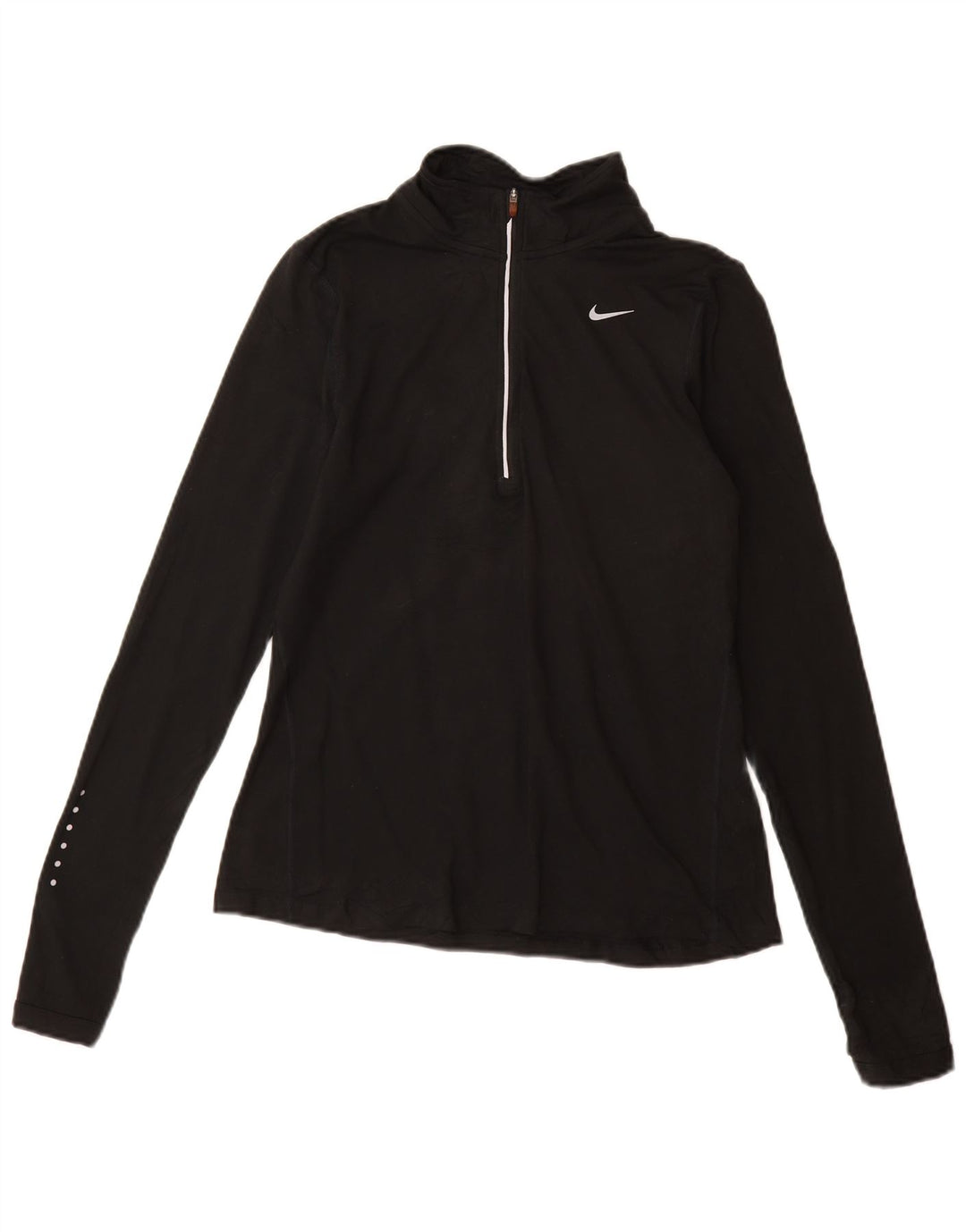 Nike Dame Dri Fit Pullover med lynlås-hals Træningsdragt Top UK 10 Lille Sort