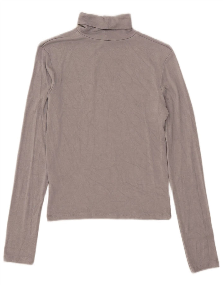 Zara Womens Crop Top Langærmet UK 12 Medium Grey Viscose