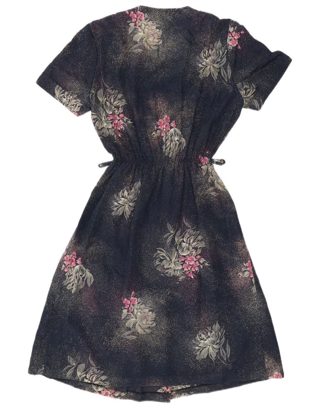 VINTAGE Dame 2-delt sæt IT 50 XL Navy Blue Floral Polyester