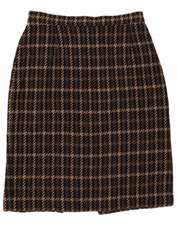 Marks & Spencer Womens Pencil Skirt UK 14 Medium W28  Brown Check Acrylic
