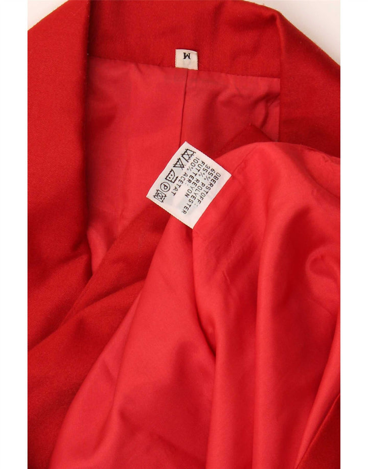 Vintage Dame Longline Double Breasted Blazer Jacket UK 14 Medium Red