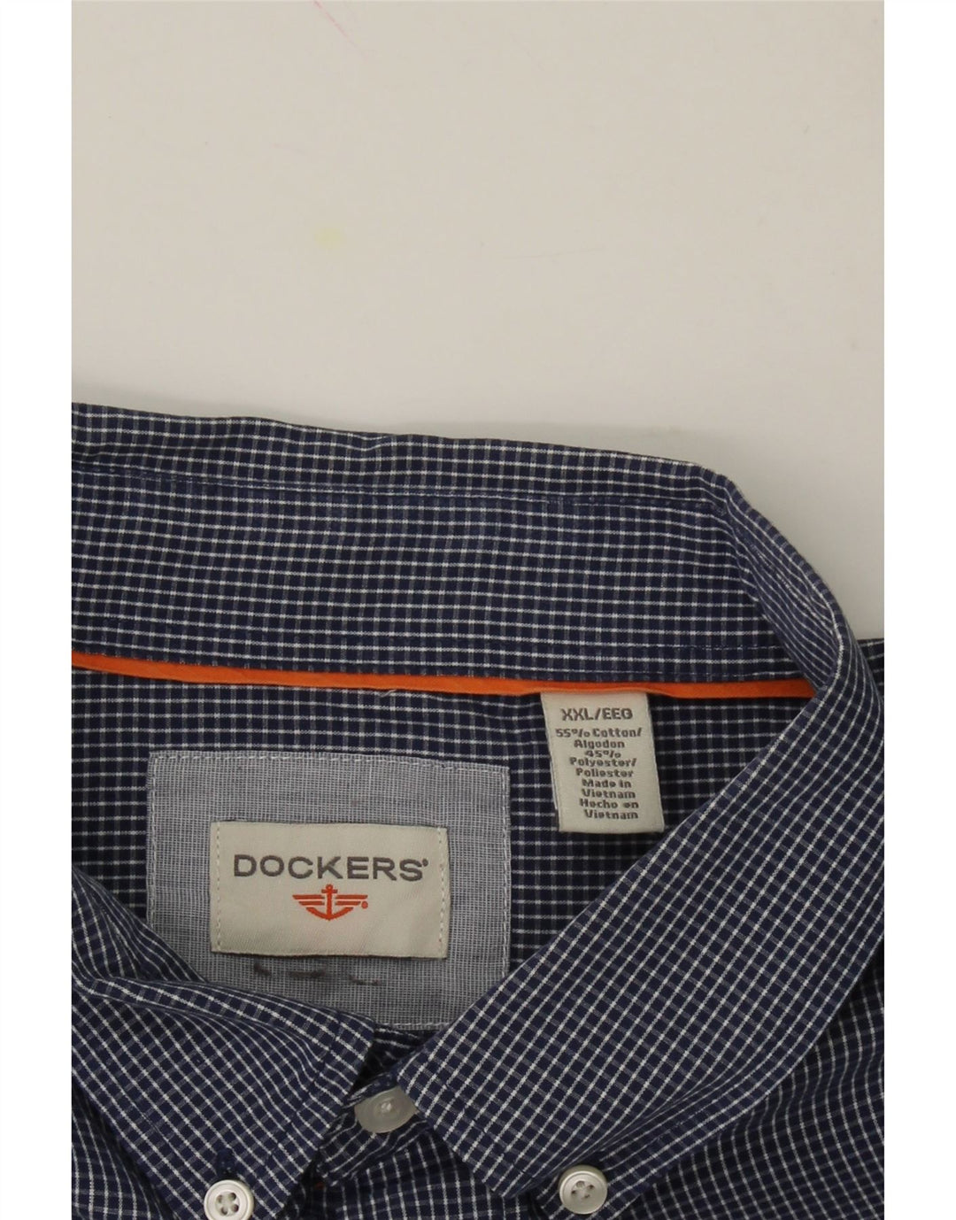 DOCKERS Mens Shirt 2XL Navy Blue Gingham Cotton Vintage Dockers and Second-Hand Dockers from Messina Hembry 