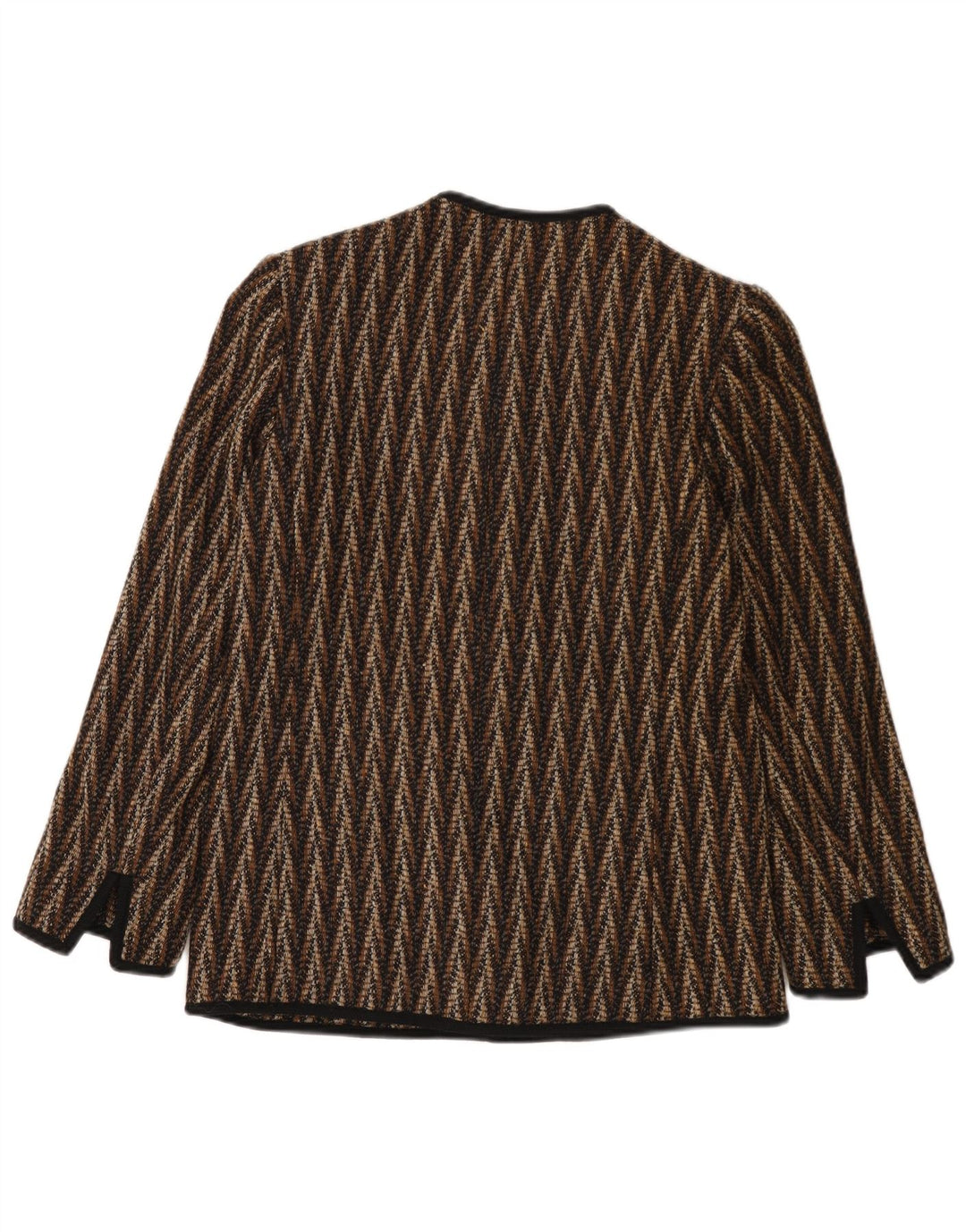 JAEGER Dame 7 knapper Blazer Jacket UK 8 Small Brown Chevron Wool