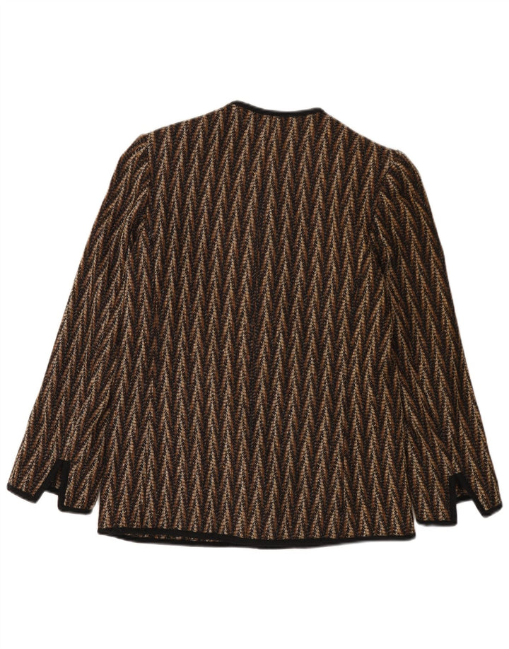 JAEGER Dame 7 knapper Blazer Jacket UK 8 Small Brown Chevron Wool