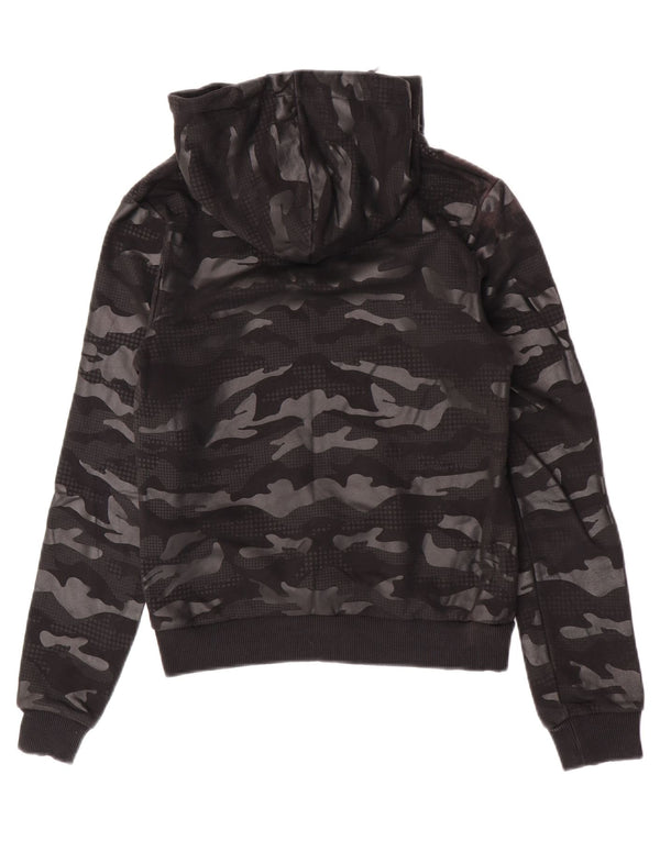 Udbud & Efterspørgsel Dame Grafisk Hoodie Jumper UK 10 Small Black Camouflage