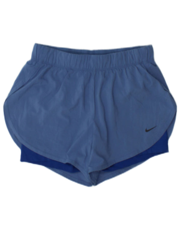 Nike Dame Dri Fit sportsshorts UK 12 Medium Blue