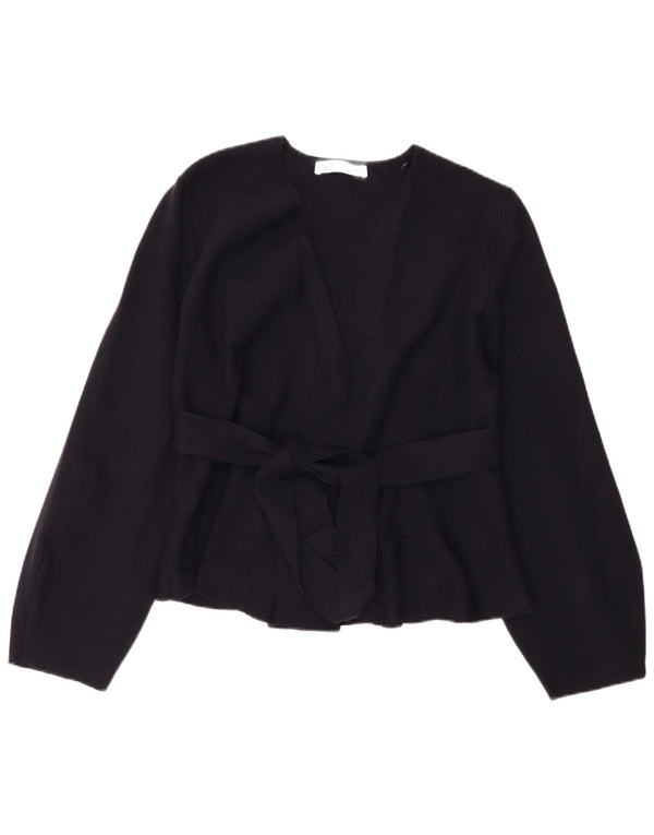 Zara Dame Cardigan Sweater UK 10 Small Navy Blue Polyamide