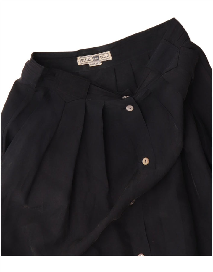 BLUES CLUB Kvinder højtaljet A-linje nederdel W26 Lille sort silke