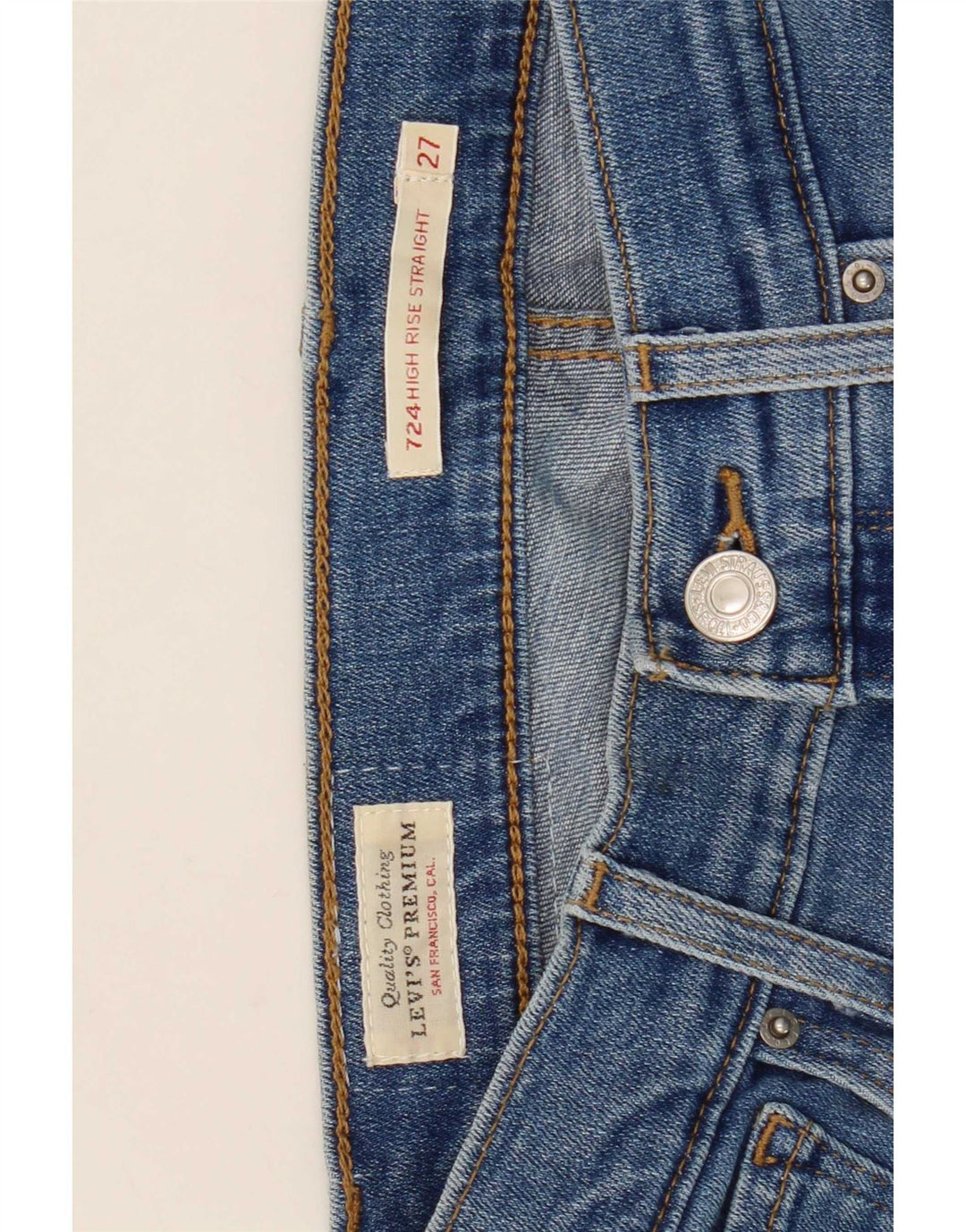Levi's Womens 724 Højtaljede lige jeans W27 L30 Blå