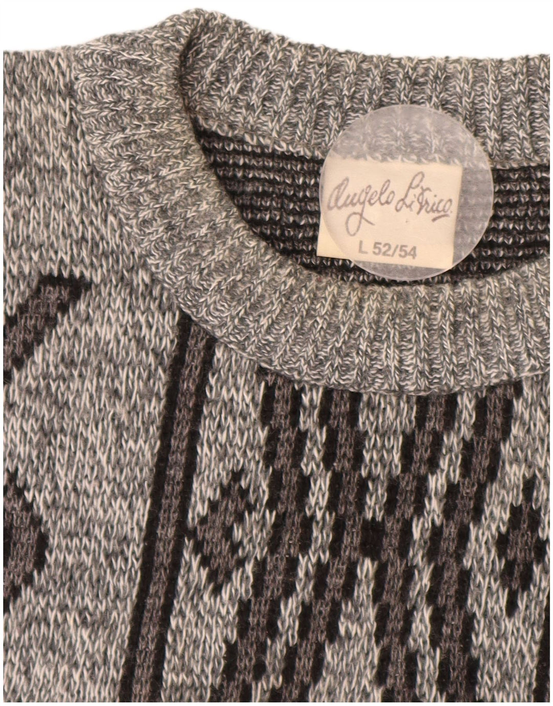 ANGELO LITRICO Herre sweater med rund hals IT 52/54 Stor Grå Geometrisk