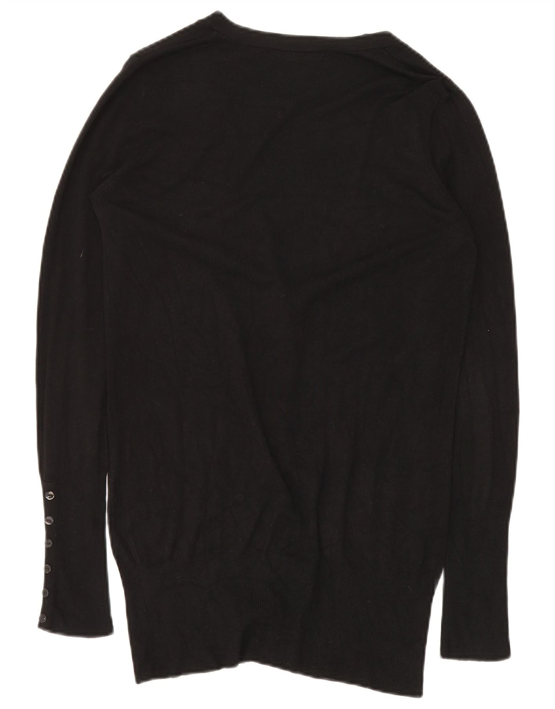 ZARA Dame Longline Cardigan Sweater UK 14 Medium Black Rayon