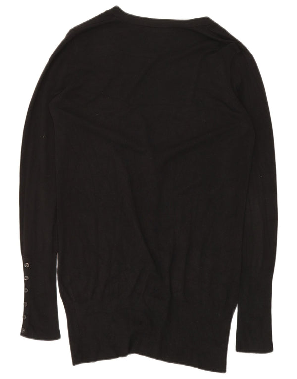 ZARA Dame Longline Cardigan Sweater UK 14 Medium Black Rayon