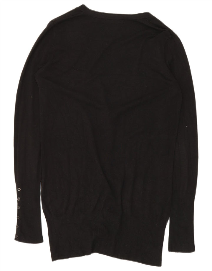 ZARA Dame Longline Cardigan Sweater UK 14 Medium Black Rayon