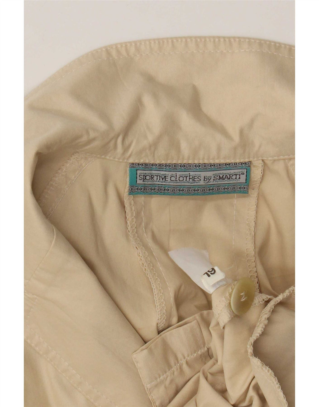 Vintage Dame Kortærmet Pullover Skjortekjole UK 14 Medium Beige