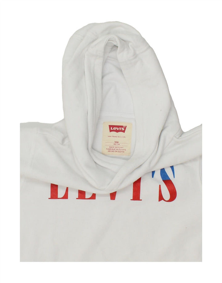 LEVI'S Boys Graphic Hoodie Jumper 9-10 Years White Cotton Vintage Levi's and Second-Hand Levi's from Messina Hembry 