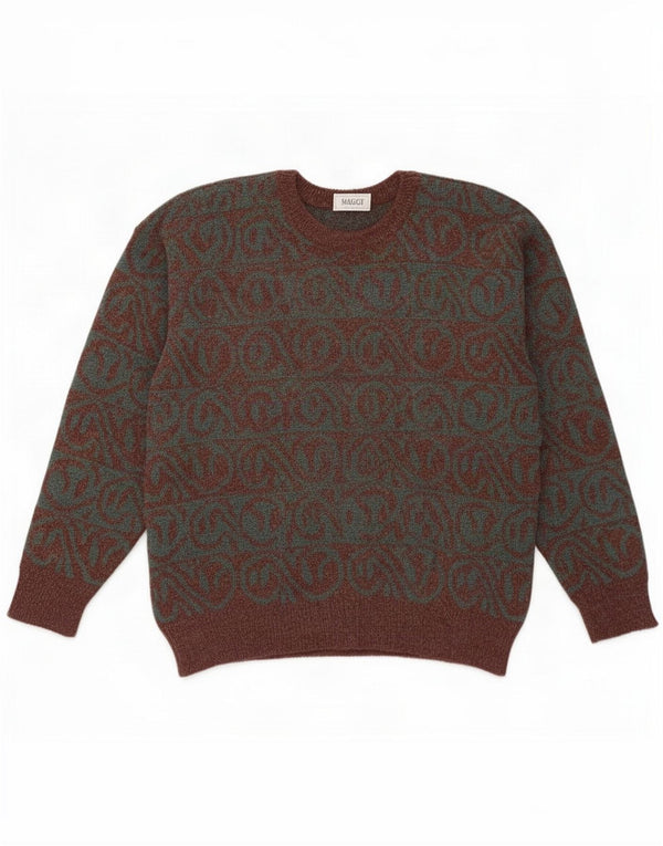Vintage Womens Crew Neck Jumper Sweater Size 6 Large Brown Paisley