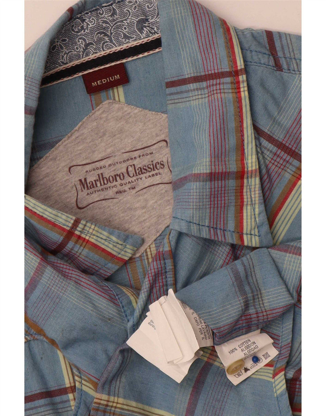 Marlboro Classics Kortærmet Herreskjorte Medium Blue Ternet Bomuld