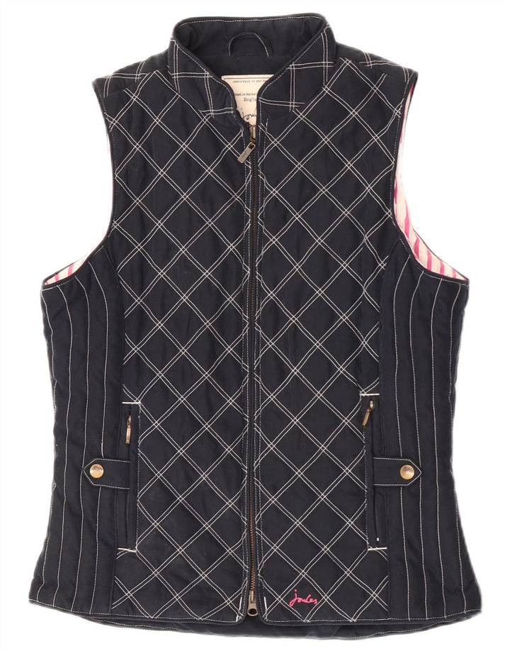Joules Womens Polstret Gilet UK 10 Small Navy Blue Argyle/Diamond Polyester