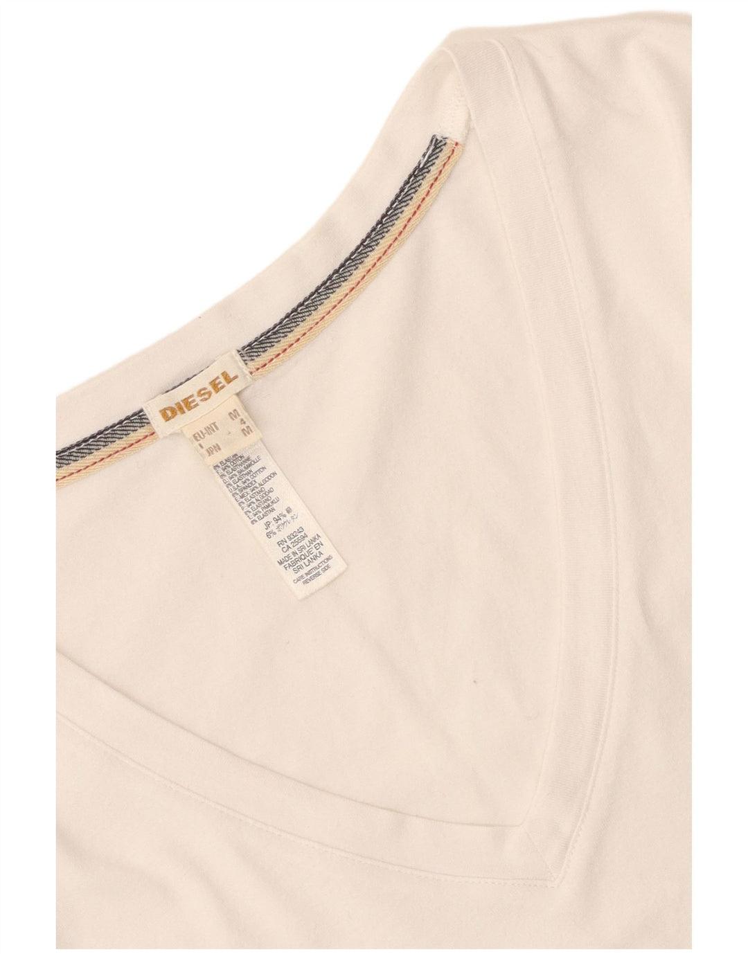 Diesel T-Shirt Top UK 12 Medium Hvid Bomuld