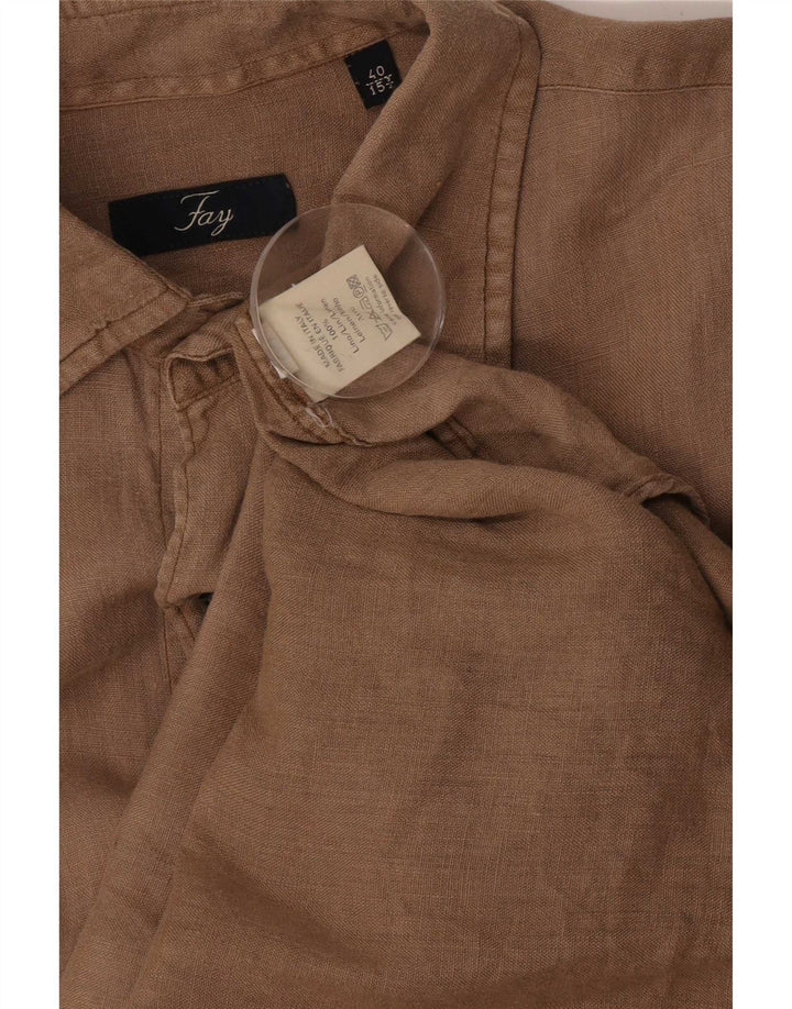 Fay Herreskjorte Str. 40 15 3/4 Medium Beige Linned