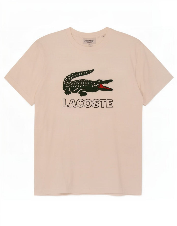 Lacoste Herre Regular Fit Grafisk T-Shirt Top Størrelse 3 Lille Hvid