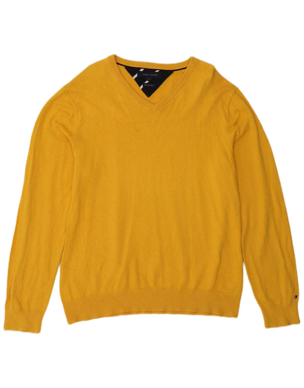 Tommy Hilfiger Herre V-hals sweater Stor Gul Bomuld