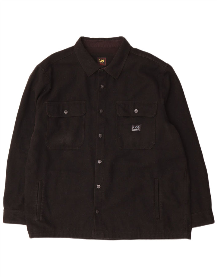 Lee Herre Overshirt Flanellskjorte 2XL Sort Uld