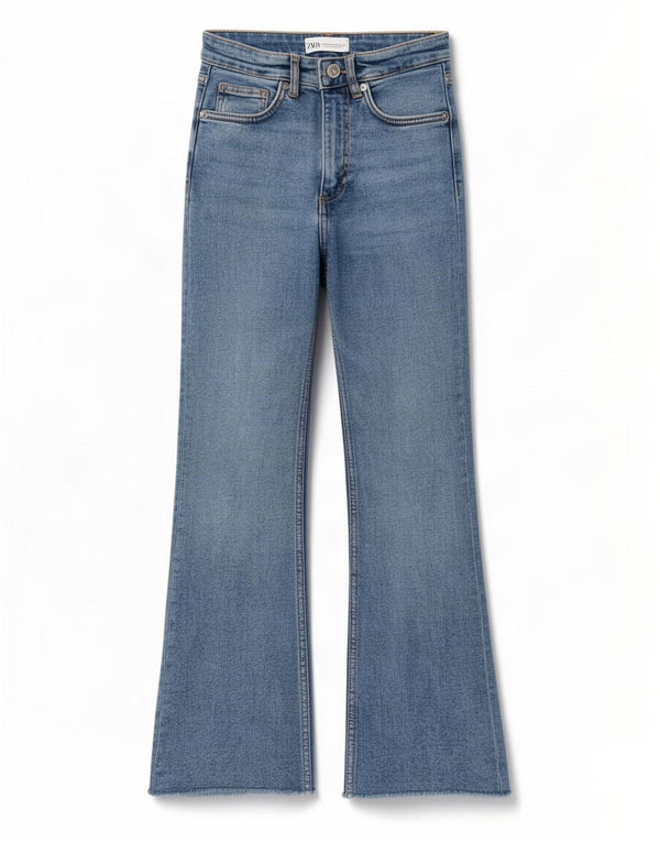 Zara Dame Bootcut Jeans EU 34 2XS W24 L24 Blå