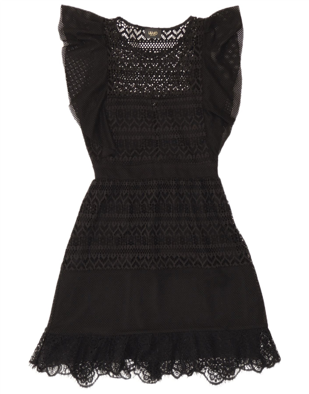 Liu Jo Hæklet A-Line Kjole IT 42 Medium Sort Polyester