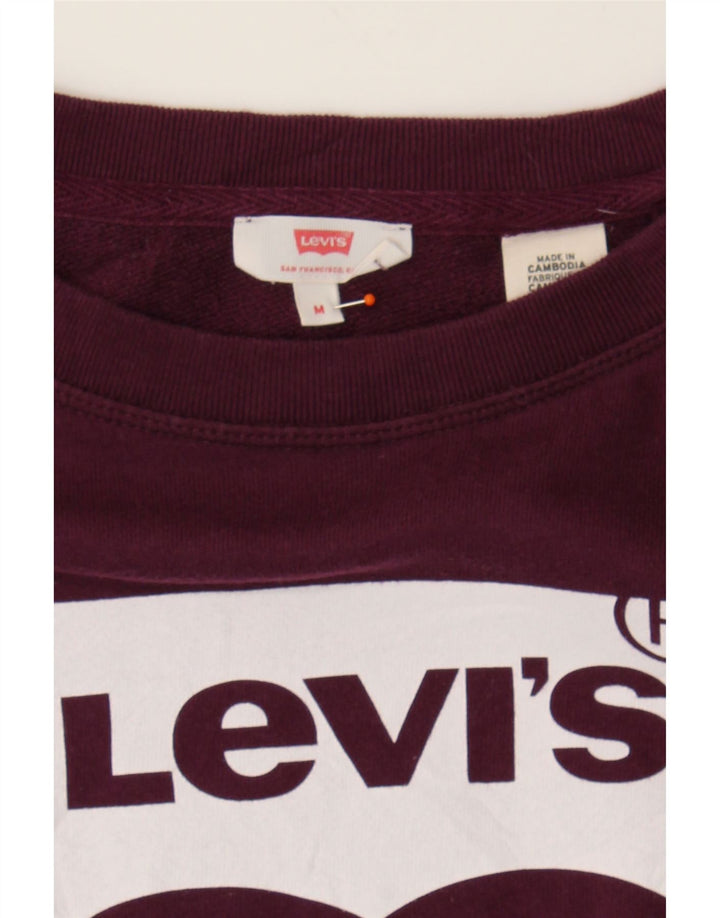 LEVI'S Womens Graphic Sweatshirt Jumper UK 14 Medium Purple Cotton Vintage Levi's and Second-Hand Levi's from Messina Hembry 