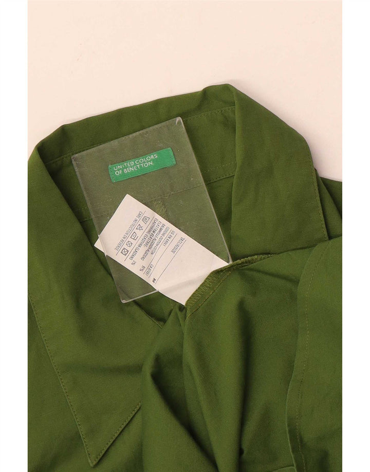 Benetton Dame Pullover Shirt UK 12 Medium Green Bomuld