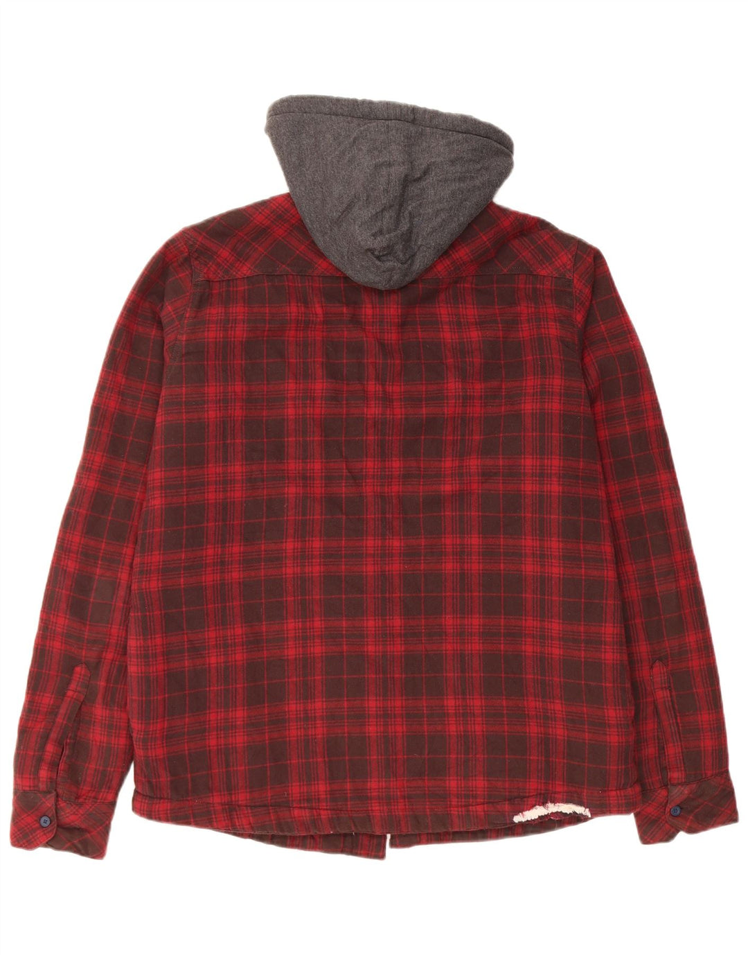 Mistral herre hætte skovhugger flannel skjorte medium rød ternet bomuld