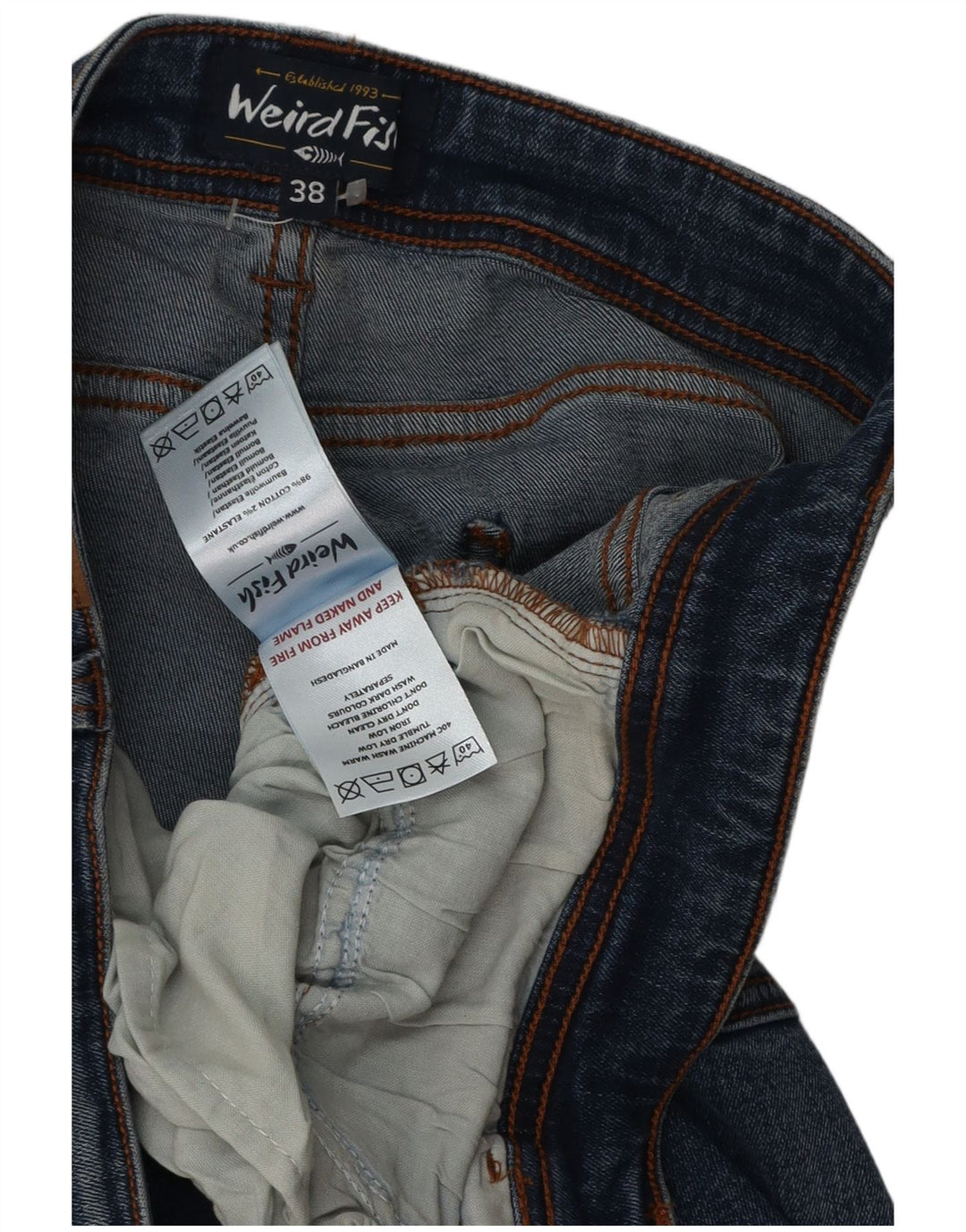 Weird Fish Straight Jeans til mænd W38 L32 blå bomuld