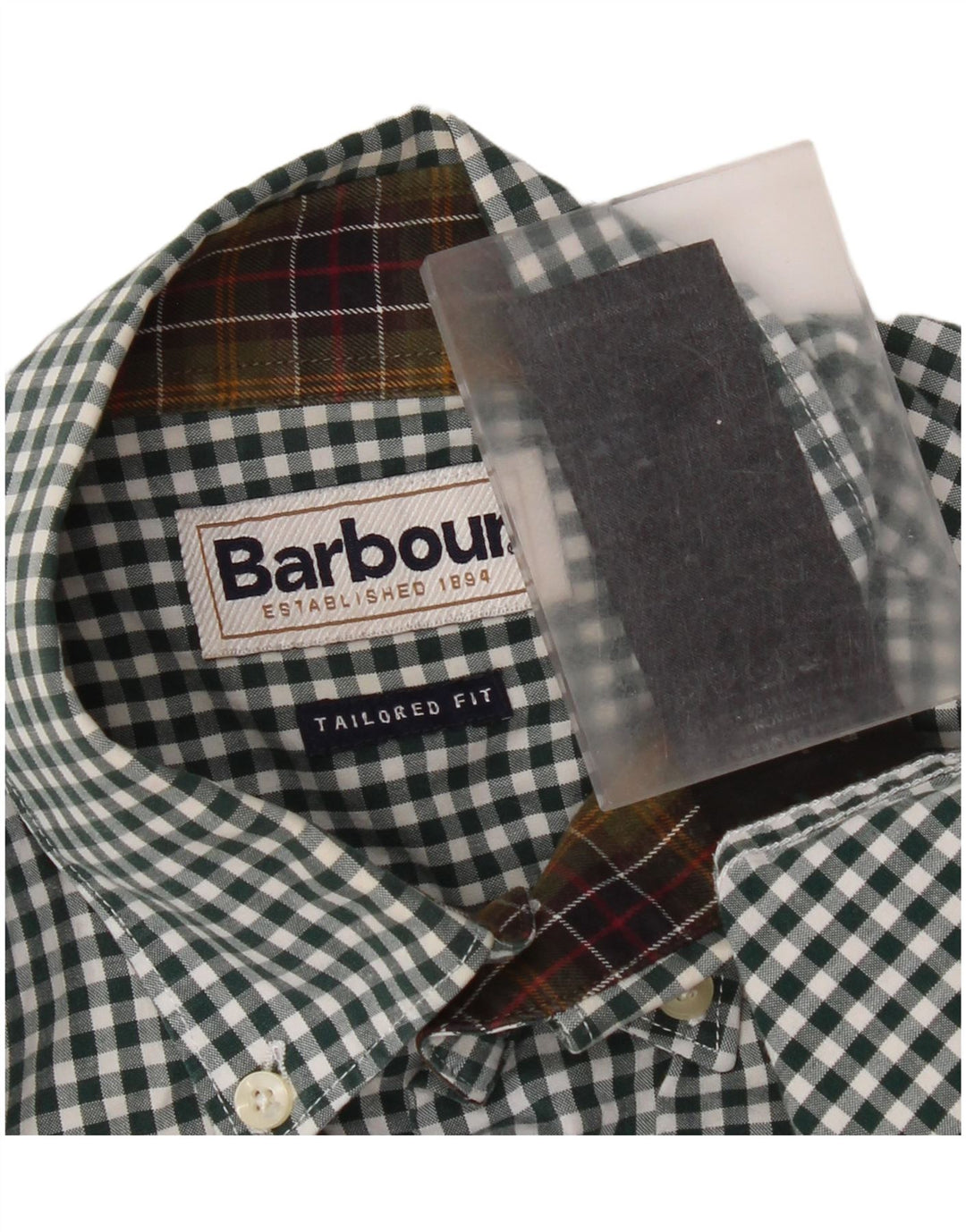 Barbour herre skræddersyet pasform skjorte lille grøn Gingham bomuld
