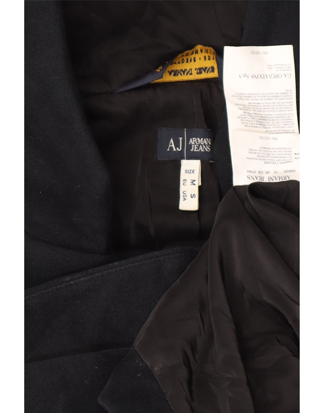 Armani Jeans Dame Hætteoverfrakke UK 14 Medium Sort Bomuld