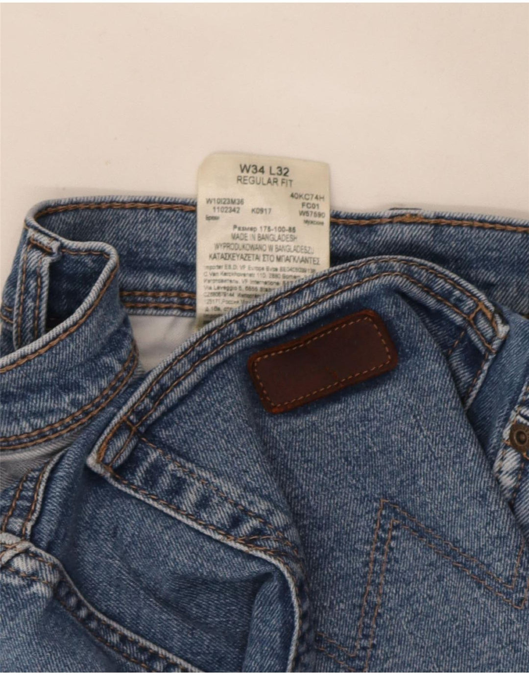 Wrangler Herre Regular Fit Straight Jeans W34 L32 Blå Bomuld
