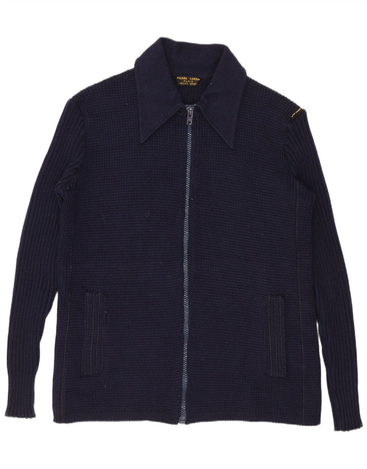 Pierre Cardin Herre Cardigan Sweater IT 56 2XL Marineblå Uld
