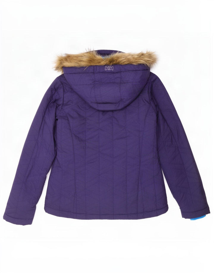 Helly Hansen Dame Hætte Skijakke UK 14 Stor Lilla Polyester