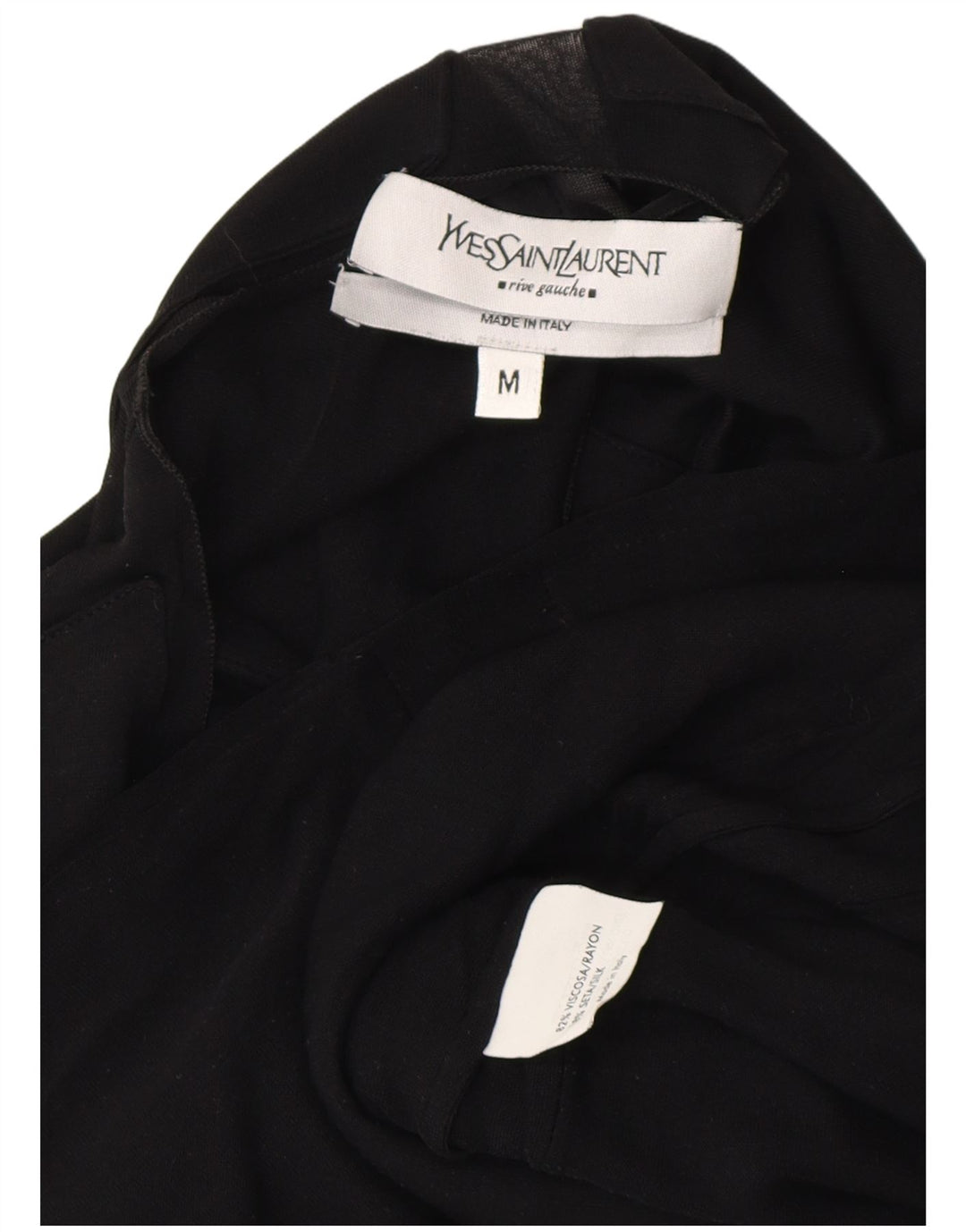 Yves Saint Laurent Dame Langærmet Bluse Top UK 12 Medium Sort Viscose