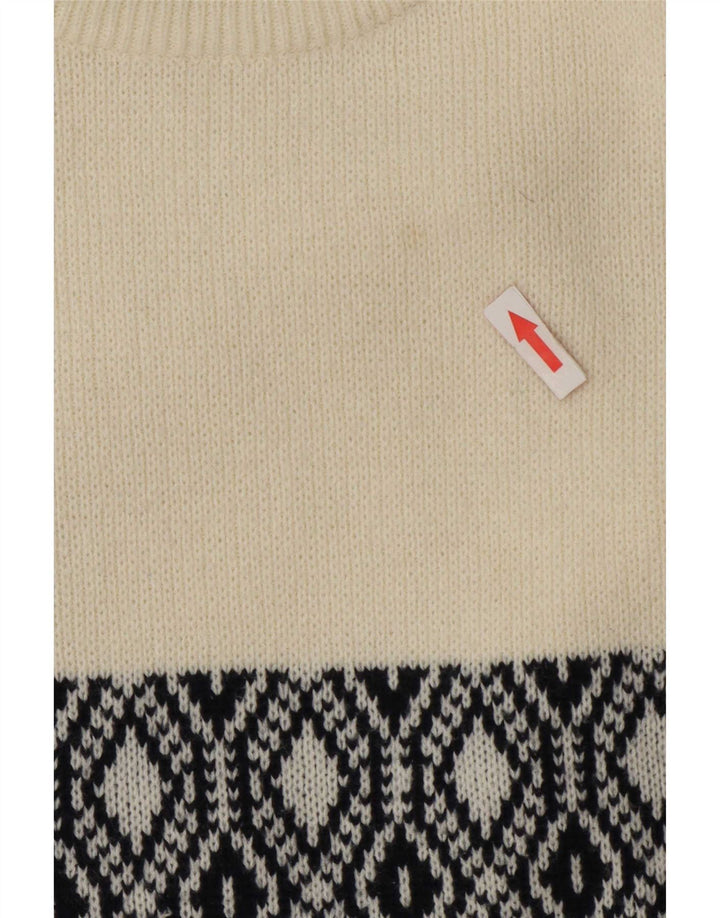 Charly Herre Boat Neck Jumper Sweater Large Off White Geometrisk Uld