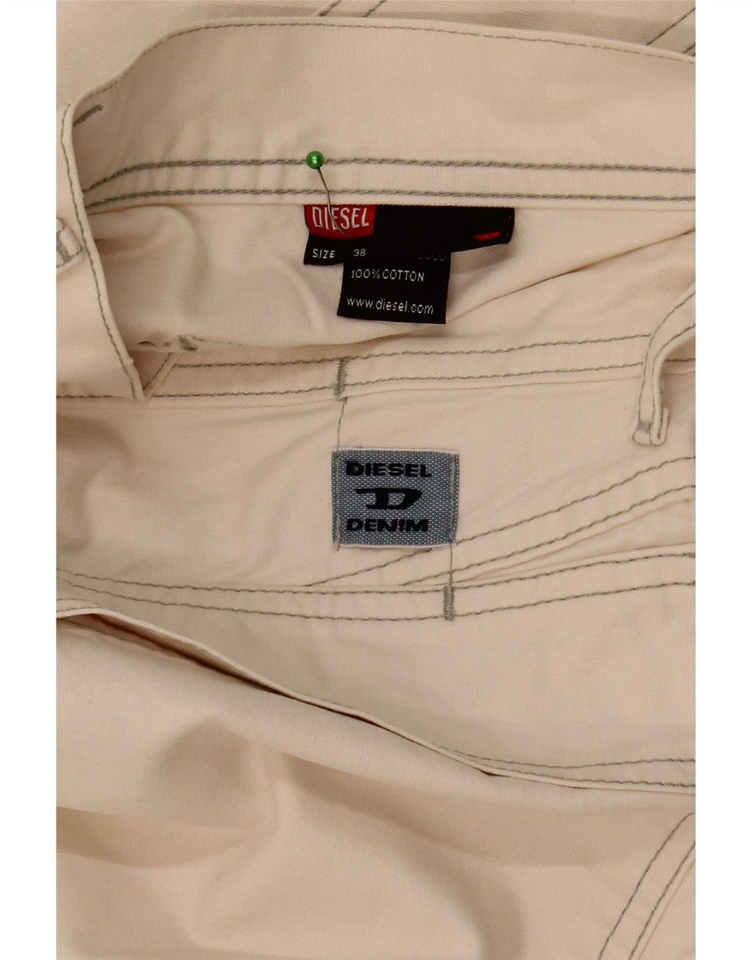 Diesel Herre Straight Cargo Bukser W38 L31 Off White Bomuld
